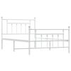 vidaXL Metal Bed Frame without Mattress with Footboard White 107x203cm