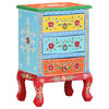 vidaXL Hand Painted Bedside Cabinet 40x30x60 cm Solid Mango Wood