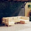 vidaXL 6 Piece Garden Lounge Set with Cream Cushions Solid Pinewood