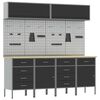 vidaXL Work Cabinet Set 10 pcs Black Steel and Engineered Wood