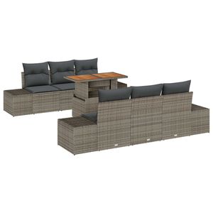 vidaXL Garden Sofa Set with Storage 7 pcs Grey Poly rattan