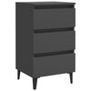 vidaXL Bed Cabinet with Metal Legs 2 pcs Grey 40x35x69 cm