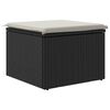 vidaXL Garden Stool with Cushion Black 55x55x37 cm Poly Rattan