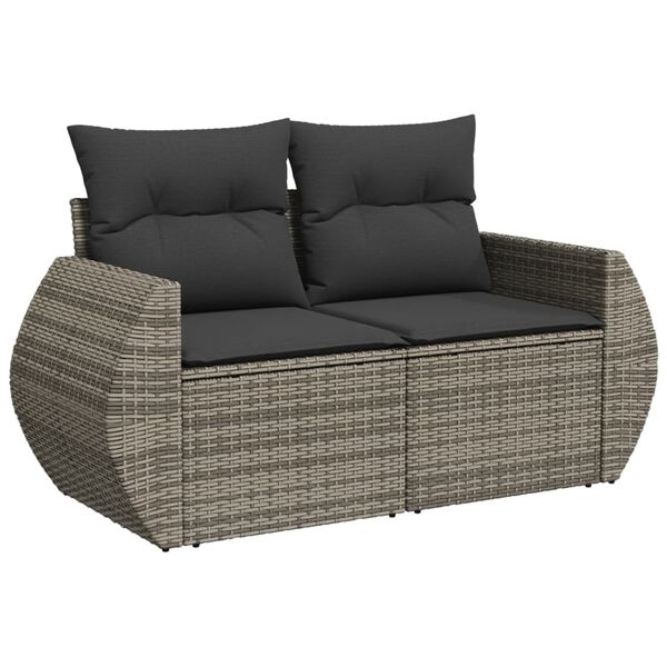 vidaXL 9 Piece Garden Sofa Set with Cushions Grey Poly Rattan