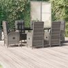 vidaXL 7 Piece Garden Dining Set with Cushions Black and Grey Poly Rattan