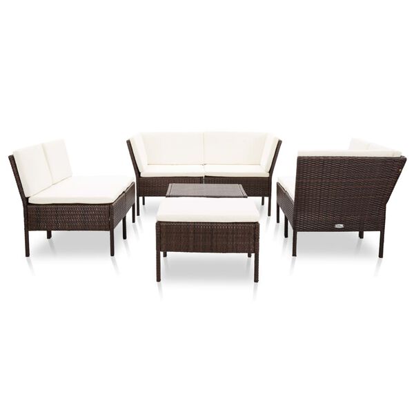 vidaXL 8 Piece Garden Lounge Set with Cushions Poly Rattan Brown