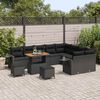 vidaXL Garden Sofa Set Height-Adjustable 12 pcs Black Poly Rattan