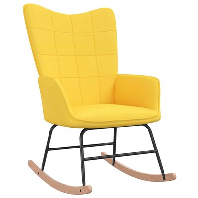 vidaXL Rocking Chair with a Stool Mustard Yellow Fabric