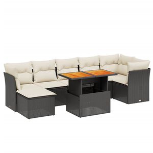 vidaXL 8 Piece Garden Sofa Set with Cushions Black Poly Rattan