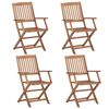 vidaXL Folding Garden Chairs 4 pcs with Cushions Solid Wood Acacia