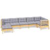 vidaXL 7 Piece Garden Lounge Set with Grey Cushions Solid Pinewood