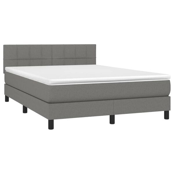 vidaXL Box Spring Bed with Mattress Dark Grey 153x203 cm Queen Size Fabric