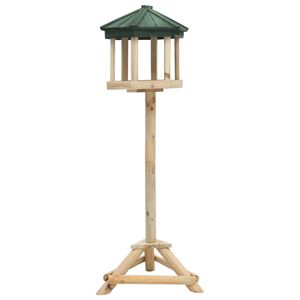 vidaXL Bird Feeder | Natural wood, Green roof | Solid firwood | Medium | Durable