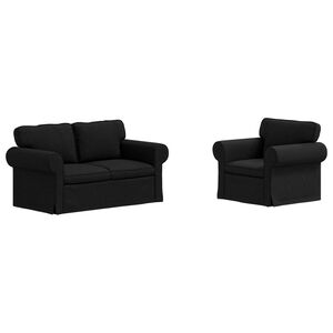 vidaXL Sofa Set 2 pcs Black 155 x 82 x 80 cm Fabric
