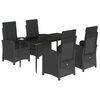 vidaXL 5 Piece Garden Dining Set with Cushions Black Poly Rattan