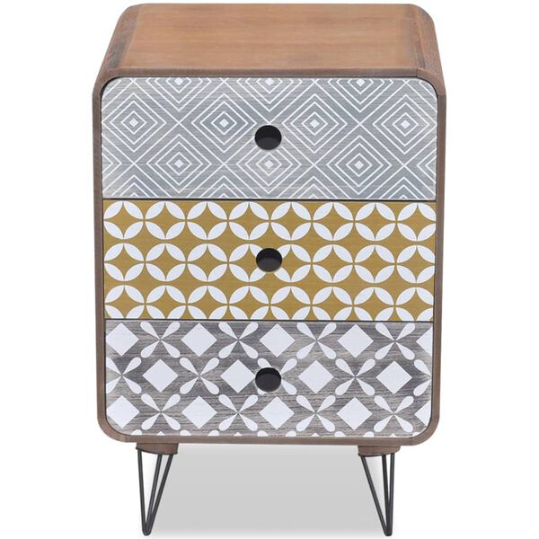 vidaXL Side Cabinet with 3 Drawers Brown