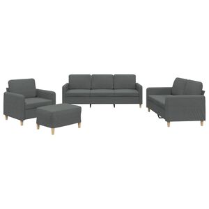 vidaXL 4 Piece Sofa Set with Cushions Dark Grey Fabric