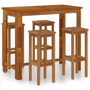 vidaXL 5 Piece Garden Bar Set Solid Wood Acacia