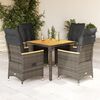 vidaXL 5 Piece Garden Dining Set with Cushions Grey Poly Rattan