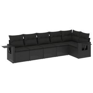 vidaXL 6 Piece Garden Sofa Set with Cushions Black Poly Rattan