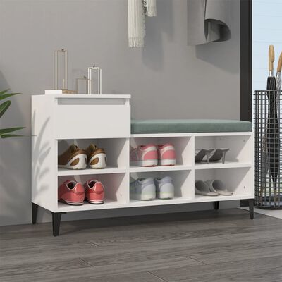 vidaXL Shoe Cabinet High Gloss White 102x36x60 cm Engineered Wood