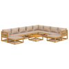 vidaXL 11 Piece Garden Lounge Set with Taupe Cushions Solid Wood