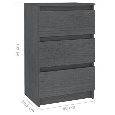 vidaXL Bedside Cabinets 2 pcs Grey 40x29.5x64 cm Solid Pine Wood
