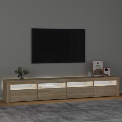 vidaXL TV Cabinet with LED Lights Sonoma Oak 240x35x40 cm