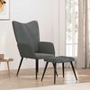 vidaXL Relaxing Chair with a Stool Dark Grey Fabric