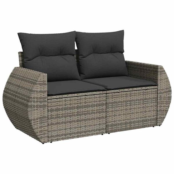 vidaXL 6 Piece Garden Sofa Set with Cushions Grey Poly Rattan
