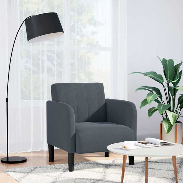 vidaXL Sofa Chair with Armrests Dark Grey 54 cm Velvet