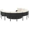 vidaXL Garden Sofa with Table and Cushions Round Black Poly Rattan
