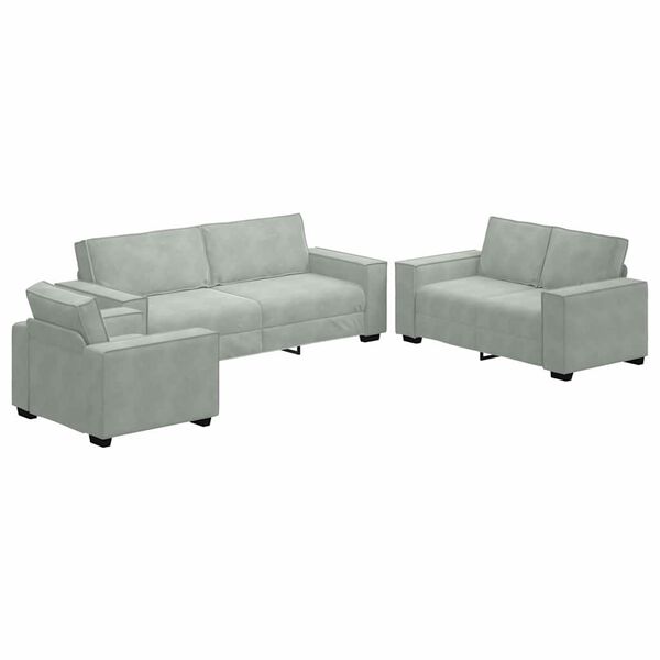 vidaXL Sofa 3 pcs Light Grey 220 x 80 x 84 cm Velvet