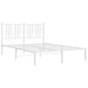 vidaXL Metal Bed Frame without Mattress with Headboard White 135x190cm