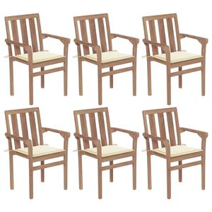vidaXL Stackable Garden Chairs with Cushions 6 pcs Solid Teak Wood
