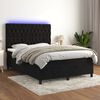 vidaXL Box Spring Bed with Mattress&LED Black 137x187 cm Double Size Velvet