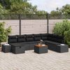 vidaXL Garden Sofa Set with Cushion 9 pcs Black Poly rattan
