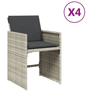 vidaXL Garden Chairs with Cushions 4 pcs Light Grey Poly Rattan