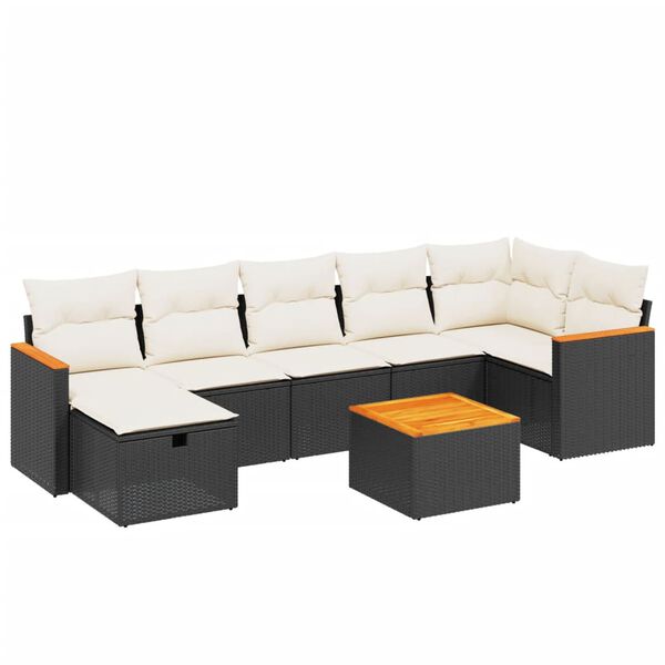 vidaXL 8 Piece Garden Sofa Set with Cushions Black Poly Rattan