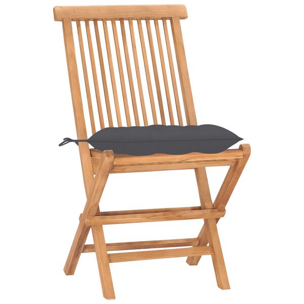 vidaXL 3 Piece Folding Outdoor Dining Set with Cushion Solid Wood Teak