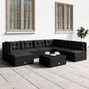vidaXL 7 Piece Garden Lounge Set with Cushions Black Poly Rattan