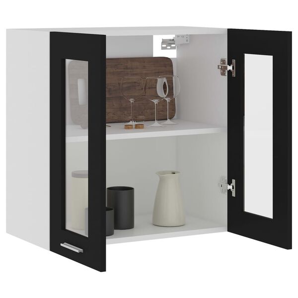 vidaXL Hanging Glass Cabinet Lyon Black 60x31x60 cm Engineered Wood