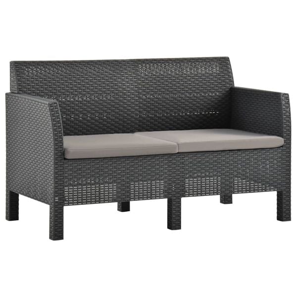 vidaXL 2 Piece Garden Lounge Set with Cushions PP Rattan Anthracite
