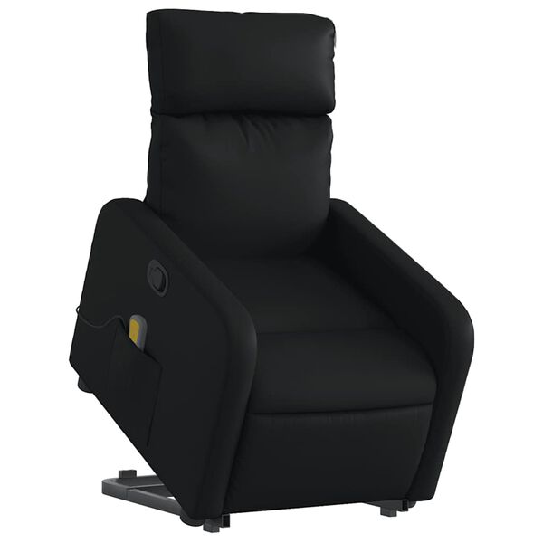 vidaXL Stand up Massage Recliner Chair Black Faux Leather