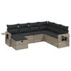 vidaXL 7 Piece Garden Sofa Set with Cushions Grey Poly Rattan