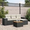 vidaXL 5 Piece Garden Sofa Set with Cushions Black Poly Rattan