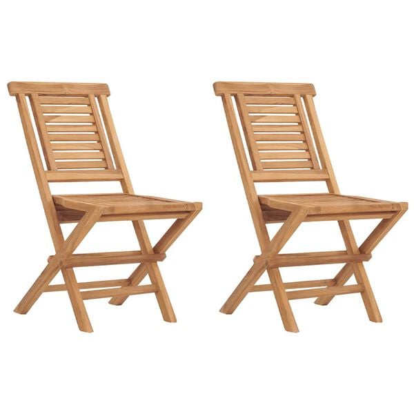 vidaXL Folding Garden Chairs 2 pcs 47x63x90 cm Solid Wood Teak