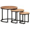 vidaXL Side Table | Set of 3 | Natural Wood