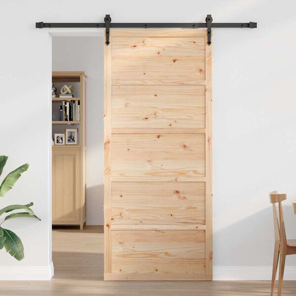 vidaXL Barn Door Wax brown 80 x 208 cm Solid Pine wood
