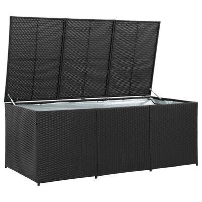 vidaXL Garden Storage Box Poly Rattan 180x90x70 cm Black